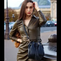 ABRIL sac seau en cuir
