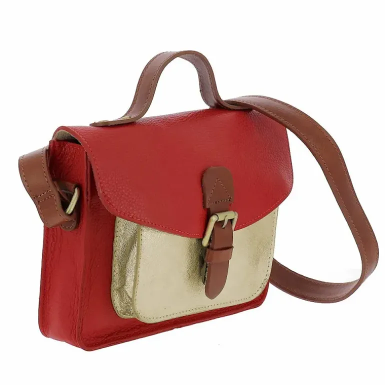 BALDONE sac cartable en cuir metallise