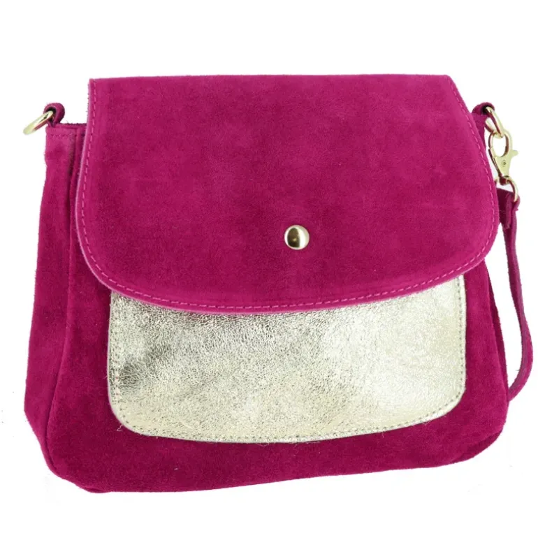 GOROKAS sac bandouliere en cuir effet metallisee