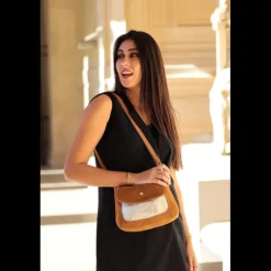 GOROKAS sac bandouliere en cuir effet metallisee