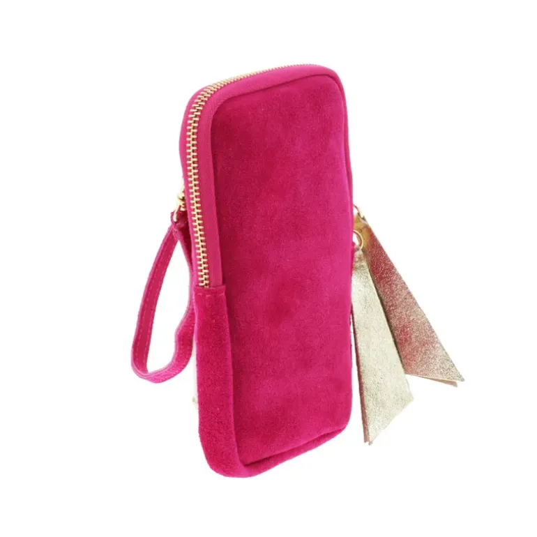 HACE mini sac a bandouliere pour telephone en cuir daim