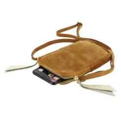 HACE mini sac a bandouliere pour telephone en cuir daim