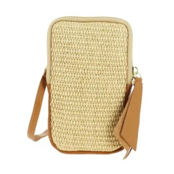 LOVIES sac pochette telephone en cuir effet paille