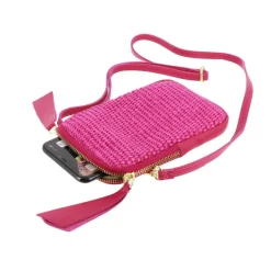 LOVIES sac pochette telephone en cuir effet paille