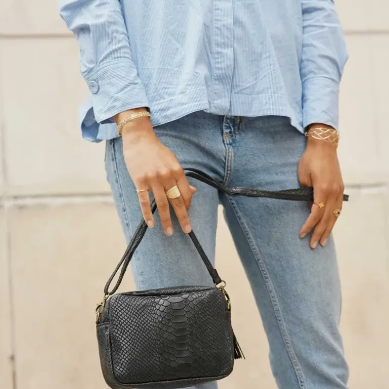 PACHO sac trotteur effet croco en cuir