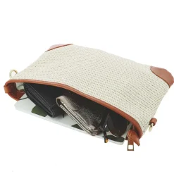 Pochette a bandouliere en cuir effet paille ASTRA