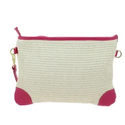 Pochette a bandouliere en cuir effet paille ASTRA