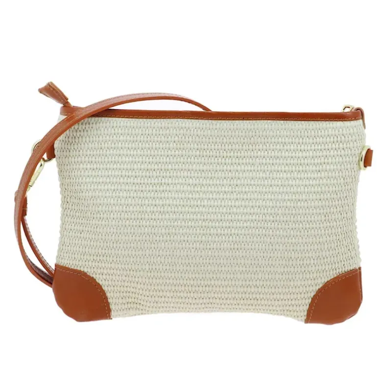 Pochette a bandouliere en cuir effet paille ASTRA