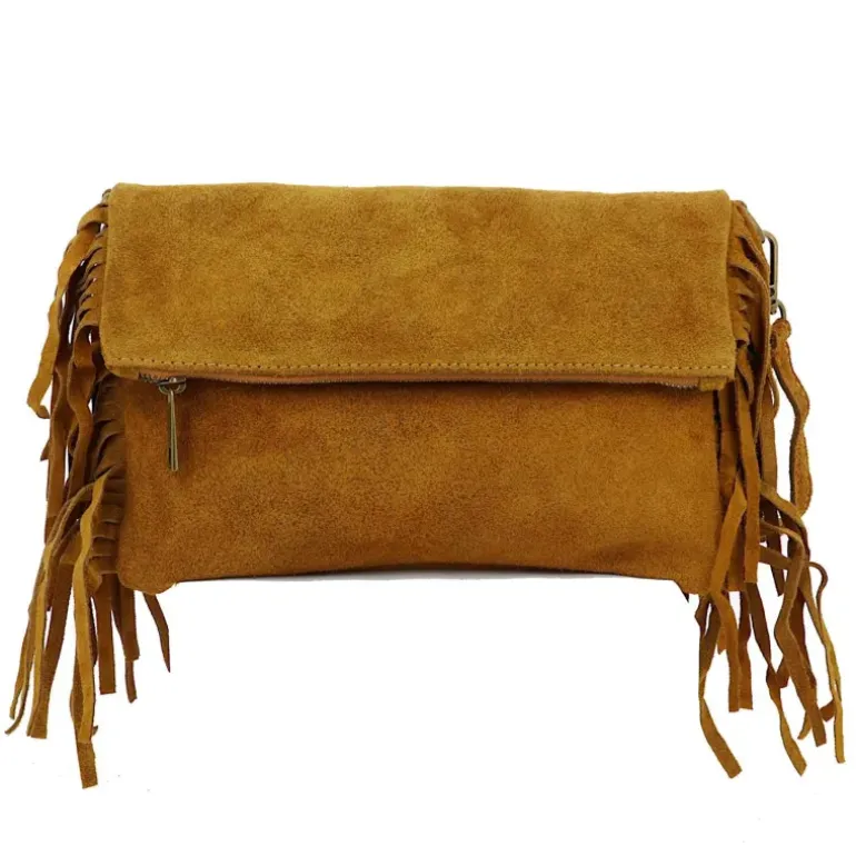 Sac a franges en cuir daim MILO
