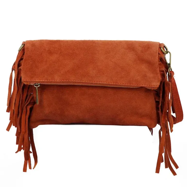Sac a franges en cuir daim MILO