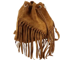 Sac seau a franges en cuir daim ORION