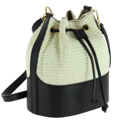 Sac seau en cuir effet paille AURORA