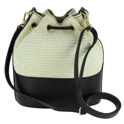 Sac seau en cuir effet paille AURORA