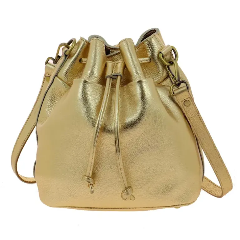 Sac seau en cuir metallise IRIS