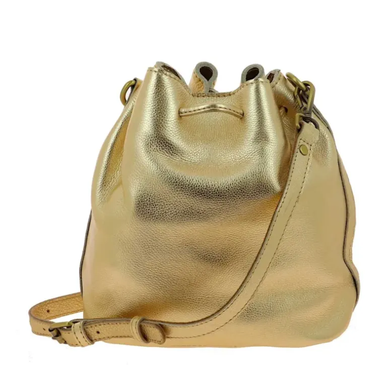Sac seau en cuir metallise IRIS